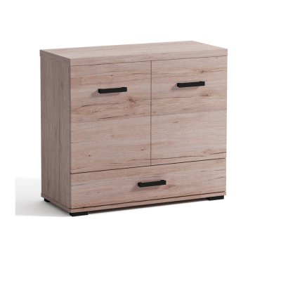 Kora Kommode mit Einlegeböden 90 cm für das Wohnzimmer 3 Farben-Weiss, Eiche Sonoma, San Remo