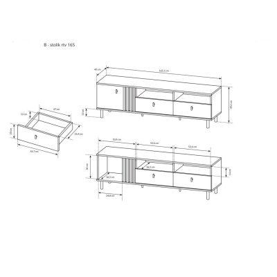 Madi Wohnzimmermöbel-Set mit Vitrine  artisan + anthrazit