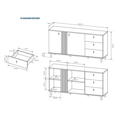 Madi Wohnzimmermöbel-Set mit Vitrine  artisan + anthrazit