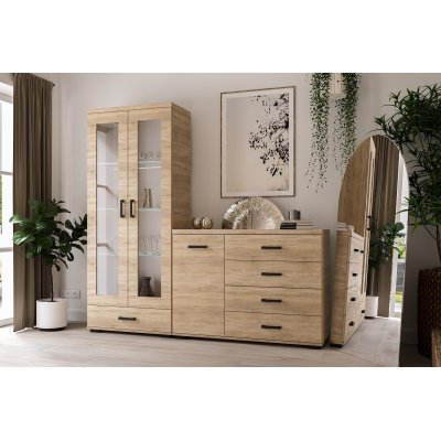 Kora TV-Schrank 120 cm für Wohnzimmer Weiss, Sonoma Eiche, San Remo