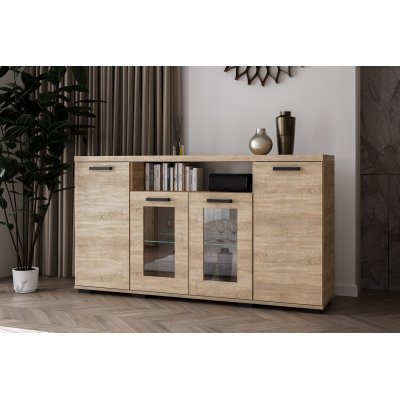 Kora TV-Schrank 120 cm für Wohnzimmer Weiss, Sonoma Eiche, San Remo