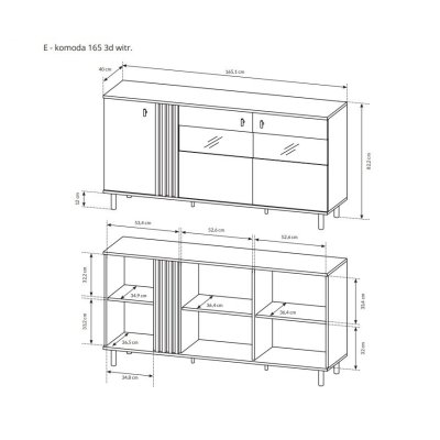 Madi Wohnzimmermöbel-Set mit Vitrine  artisan + anthrazit