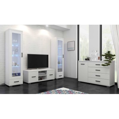 Kora TV-Schrank 120 cm für Wohnzimmer Weiss, Sonoma Eiche, San Remo