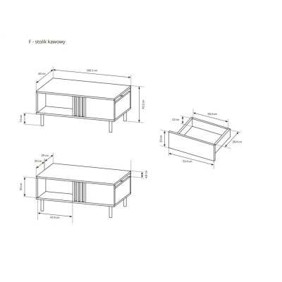 Madi Wohnzimmermöbel-Set mit Vitrine  artisan + anthrazit