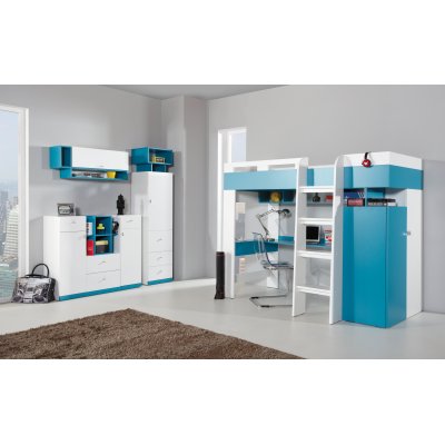 Mobi Bücherregal mit Schubladen  Jugendbuchregal gelb/blau
