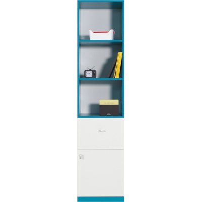 Mobi Bücherregal mit Schubladen  Jugendbuchregal gelb/blau