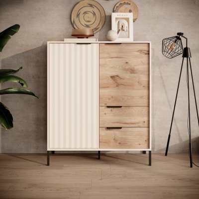 Rast Artisan Eiche + Schwarz Loft-Stil Wohnzimmer-Möbel-Set