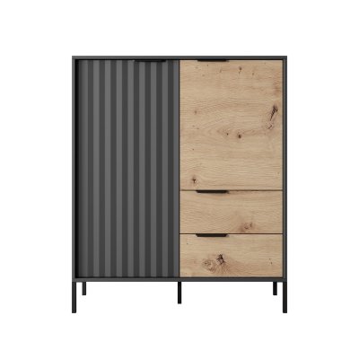 Rast Artisan Eiche + Schwarz Loft-Stil Wohnzimmer-Möbel-Set