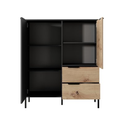 Rast Artisan Eiche + Schwarz Loft-Stil Wohnzimmer-Möbel-Set