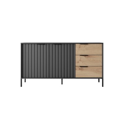 Rast Artisan Eiche + Schwarz Loft-Stil Wohnzimmer-Möbel-Set