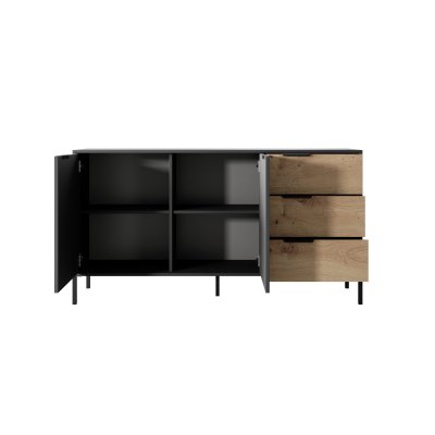 Rast Artisan Eiche + Schwarz Loft-Stil Wohnzimmer-Möbel-Set