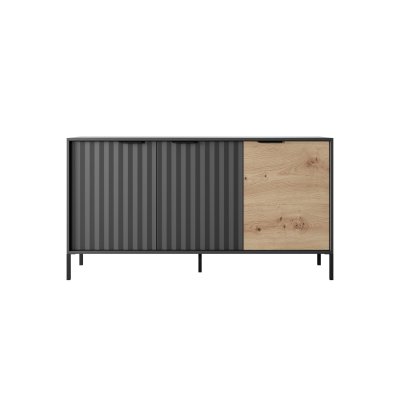 Rast Artisan Eiche + Schwarz Loft-Stil Wohnzimmer-Möbel-Set