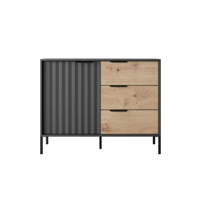 Rast Artisan Eiche + Schwarz Loft-Stil Wohnzimmer-Möbel-Set