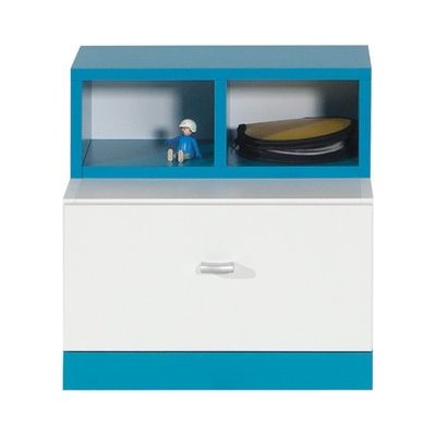 Mobi Nachttisch mit Schublade Regal  weiß + blau/weiß + gelb Jugendzimmer