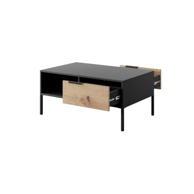 Rast Artisan Eiche + Schwarz Loft-Stil Wohnzimmer-Möbel-Set