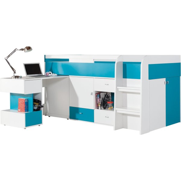 Mobi Bett + Schreibtisch Kindermöbel-Set funktionell gelb/blau
