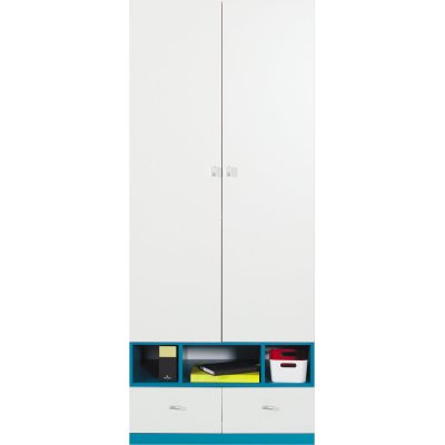 Mobi Jugendmöbel-Set Schreibtisch Kleiderschrank Kommode gelb/blau