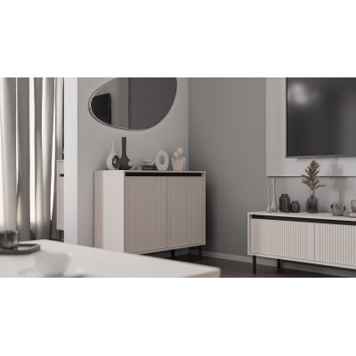 Kaja moderne Kommode 2T mit Regalen Sand beige ideal für das Wohnzimmer