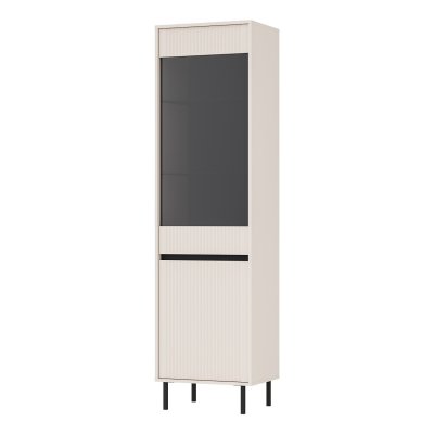 Kaja Vitrine Sandbeige & Schwarz | Vitrine Wohnzimmer