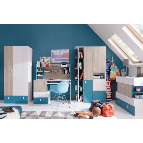 Lopi Möbelset geräumiger Kleiderschrank funktionaler Schreibtisch und Kommode Jugendzimmer Kinderzimmer Lieferung