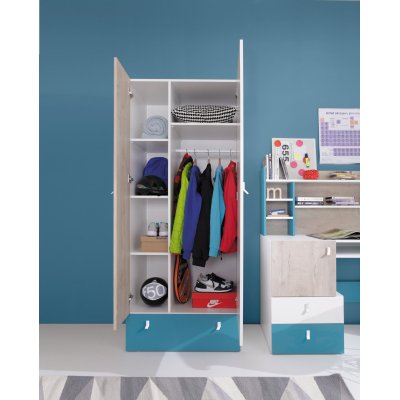 Lopi Möbelset geräumiger Kleiderschrank funktionaler Schreibtisch und Kommode Jugendzimmer Kinderzimmer Lieferung
