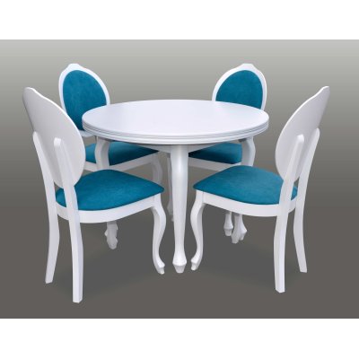 Esszimmer Set mit 4 Stühlen & ausziehbarem Rundtisch | Buchenholz