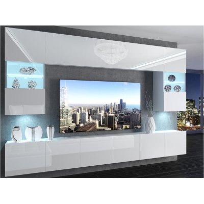 Premium 01 weiß glänzend Wohnwand für das Wohnzimmer