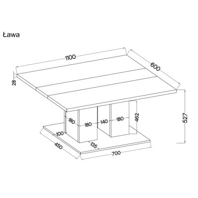 Nero Couchtisch Eiche Lefkas 110x60 cm | Wohnzimmer