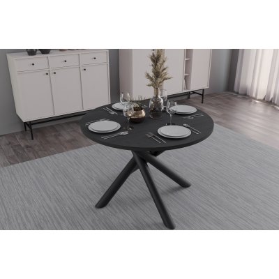 OLO Esstisch Ø110 cm – Eiche Artisan, Metallbeine & 28 mm