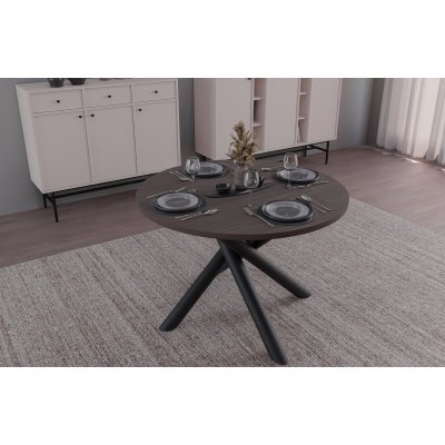 OLO Esstisch Ø110 cm – Eiche Artisan, Metallbeine & 28 mm