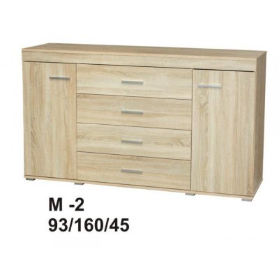 Marino  Große Kommode 160 cm Sonoma Schubladen + Regale Wohnzimmer