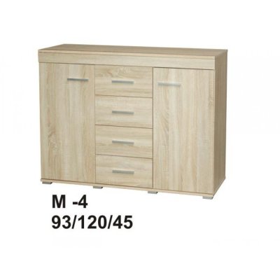 Marino Kommode 120 cm Eiche Sonoma 4 Schubladen und Einlegeböden