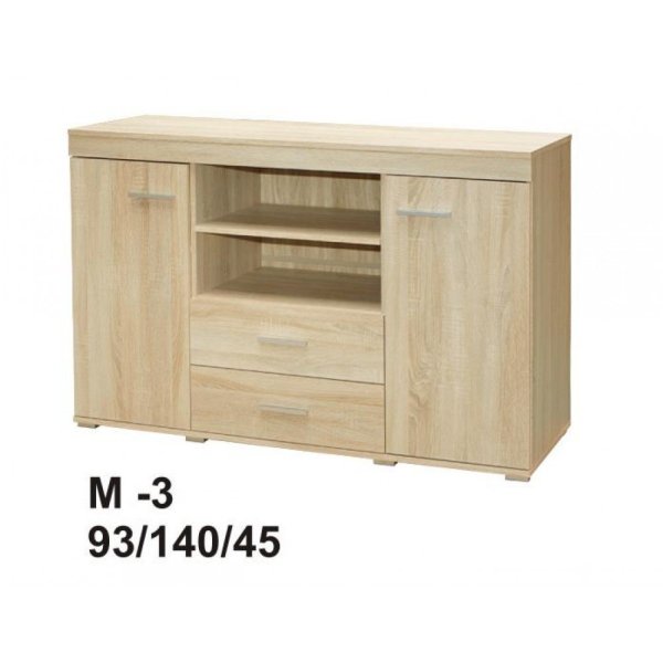 Marino TV-Schrank 140 cm Eiche Sonoma 2 Schubladen