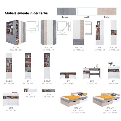 Pluto Bücherschrank 190 cm | Regal für Kinder- & Jugendzimmer