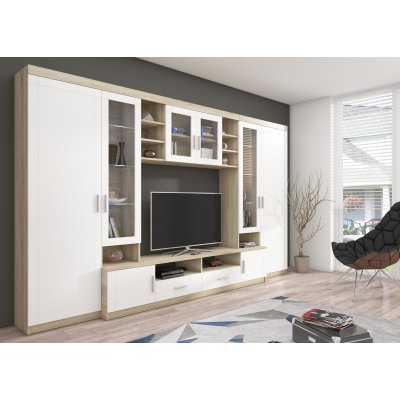 PARIS Wohnwand 340 cm | Wohnzimmermöbel Set mit Vitrine & TV-Schrank