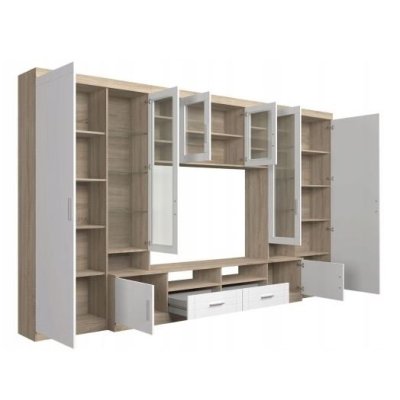 PARIS Wohnwand 340 cm | Wohnzimmermöbel Set mit Vitrine & TV-Schrank