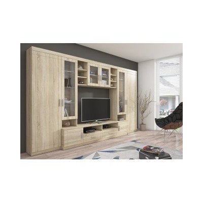 PARIS Wohnwand 340 cm | Wohnzimmermöbel Set mit Vitrine & TV-Schrank