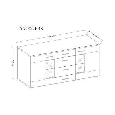 Tango Kommode 169 cm Sonoma Weiß Wohnzimmermöbel